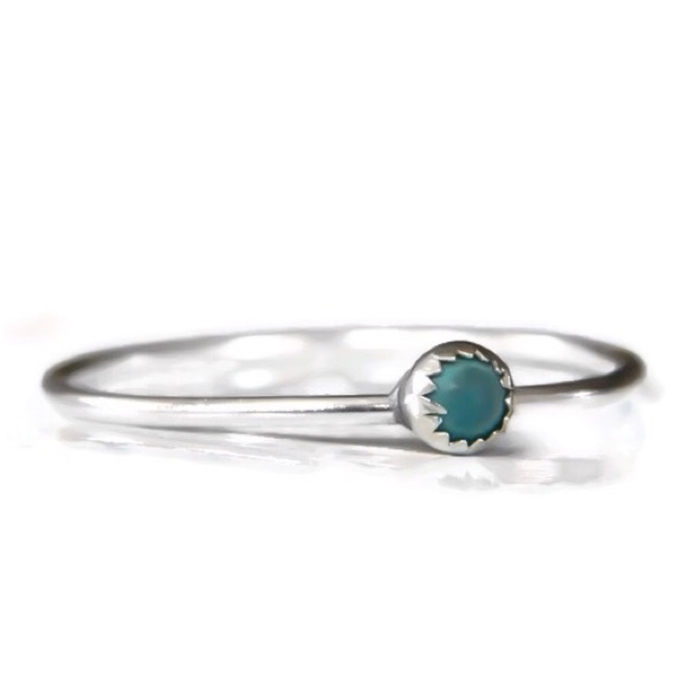 3 x 925 Sterling silver 3MM genuine turquoise gemstone skinny stacking ring